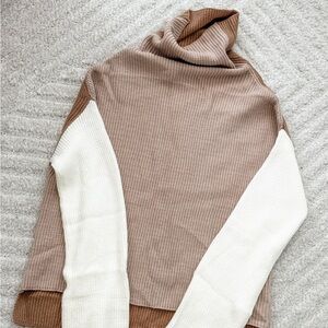 NWOT! Color Block Rib-Knit Cowl Neck Sweater -  Size S